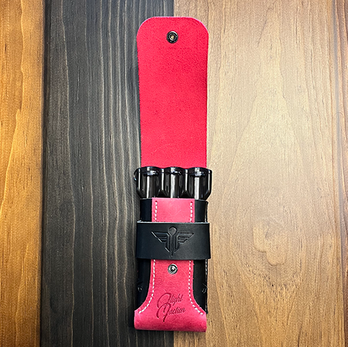 180 Dart Case - Cranberry &amp; Black (XL) -  Flight Faction Hand Made Leather Dart Case