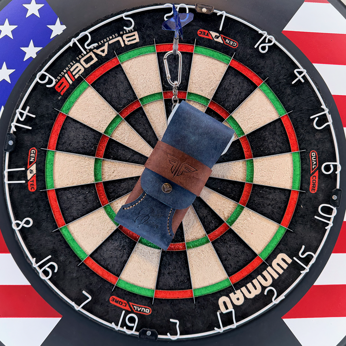 180 Dart Case - Dark Blue & Dark Brown (Standard) -  Flight Faction Hand Made Leather Dart Case