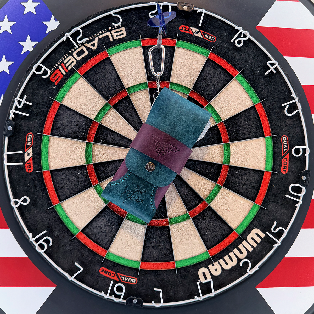 180 Dart Case - Teal & Purple (Standard) -  Flight Faction Hand Made Leather Dart Case
